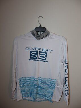 Silver Bait Fishing Shirt Size Large Pullover With Hood Men's